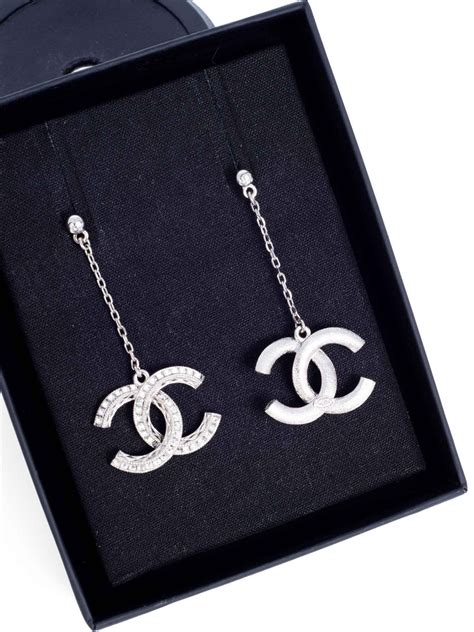 chanel cc swarovski crystal earrings